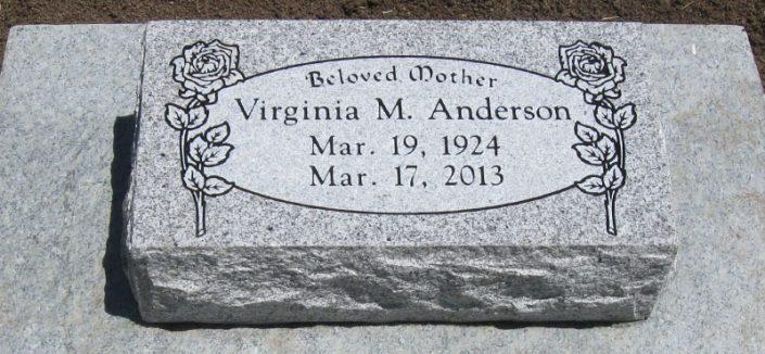BV032: Sierra White Stone® Custom Designed Bevel Headstones for the Anderson family