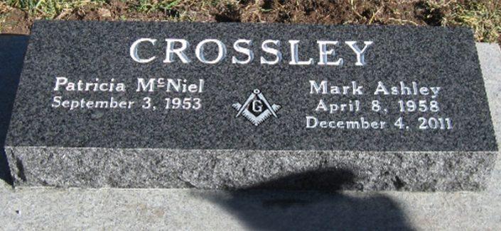BV042: Academy Black Stone Custom Designed Bevel Headstones for the Crossley family