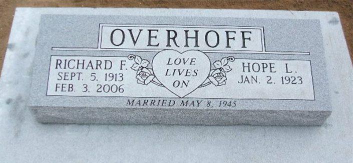 BV094: Bluestone Custom Designed Bevel Headstones for the Overhoff family