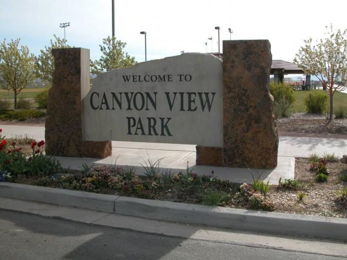 custom park stone sign for Canyon View Park in Grand Junction