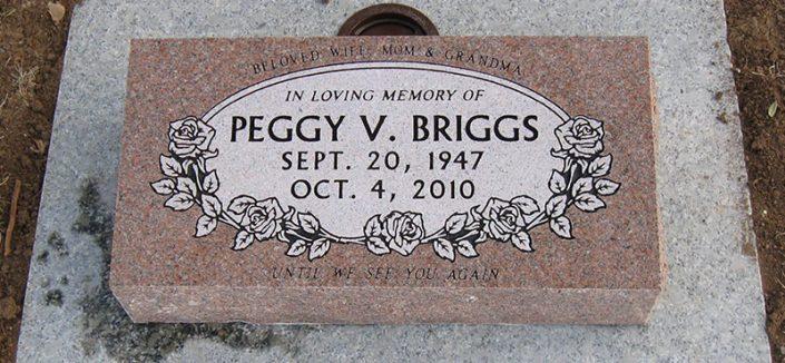 BV139: Morning Rose Stone Custom Designed Bevel Headstones for the Briggs family