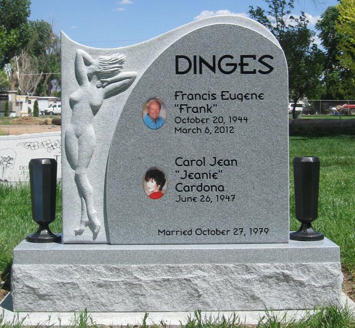 custom designed headstone for the Dinges family