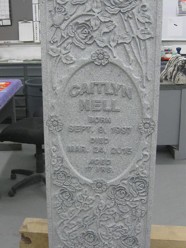 custom engraved headstone for the Nell family